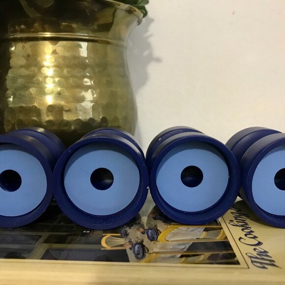 MCM MURMANN Made in Denmark Vintage Blue Wooden Tealight Candleholders - Picture 9 of 10